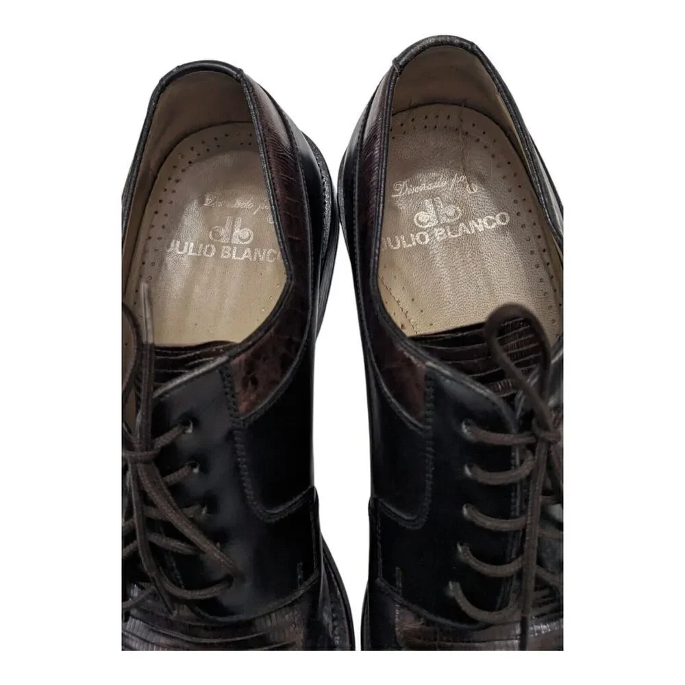 Julio Blanco Genuine Lizard Leather Handmade Oxfords‎ Size 10 Made In Spain